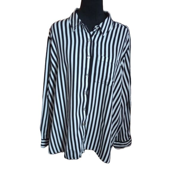 Jane and Delancey Women's Size 2X Valley Girl/80's Style Stripped Blouse - Picture 1 of 8